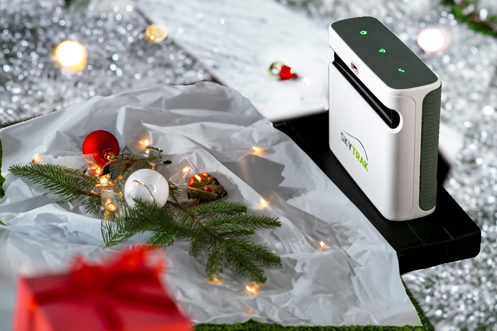 SKYTRAK+ Launch Monitor and holiday decor