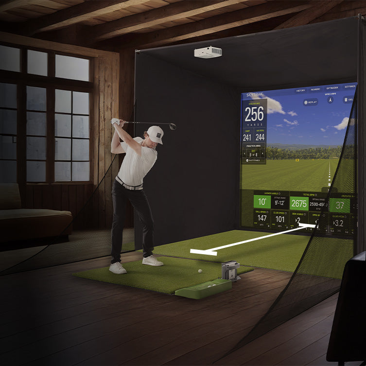 SKYTRAK plus needs less space for  your diy golf simulator