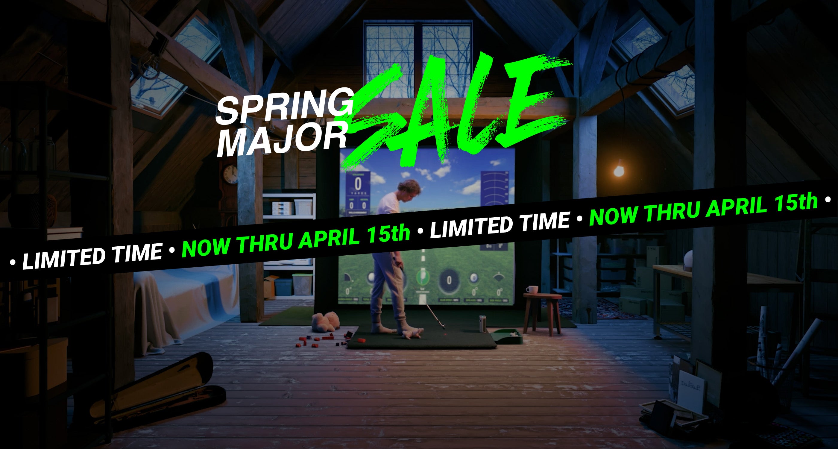 Spring major sale on SKYTRAK golf simulators and diy golf accessories