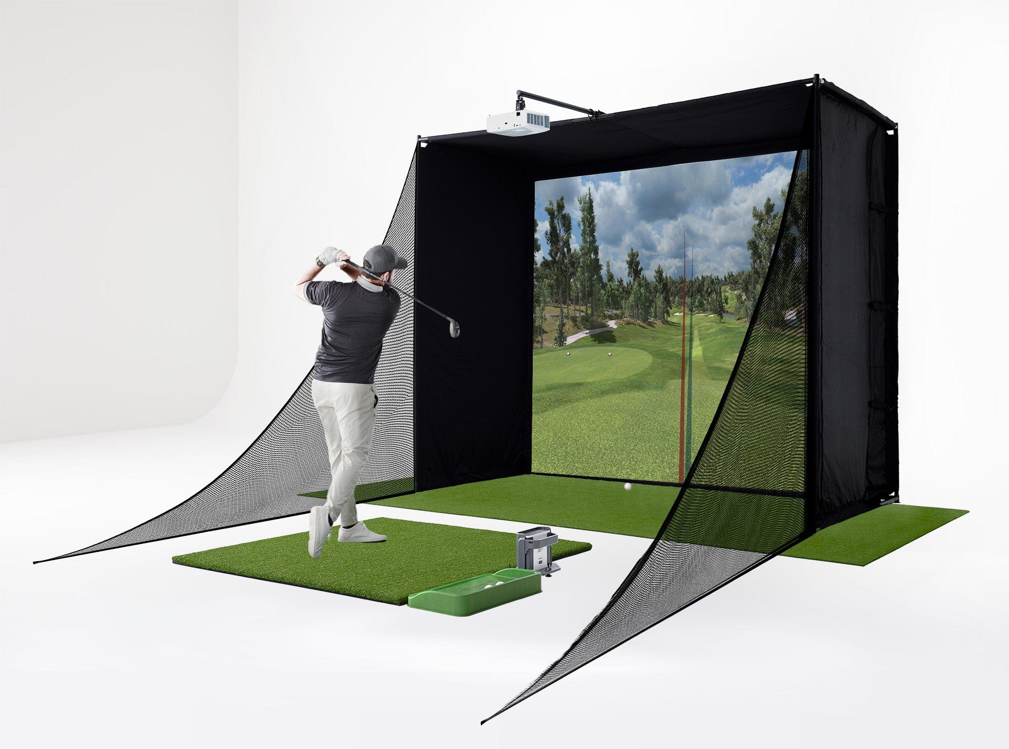 SKYTRAK golf simulator studio with gaming computer