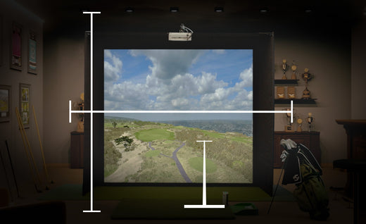 Measurements for SKYTRAK indoor golf simulator studio