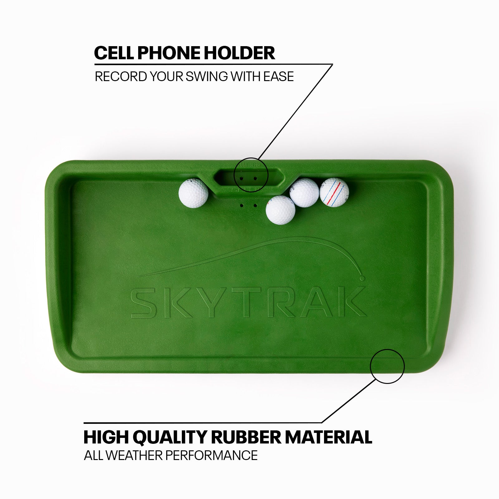 Rubber ball tray with cell hone holder golf simulator accessories