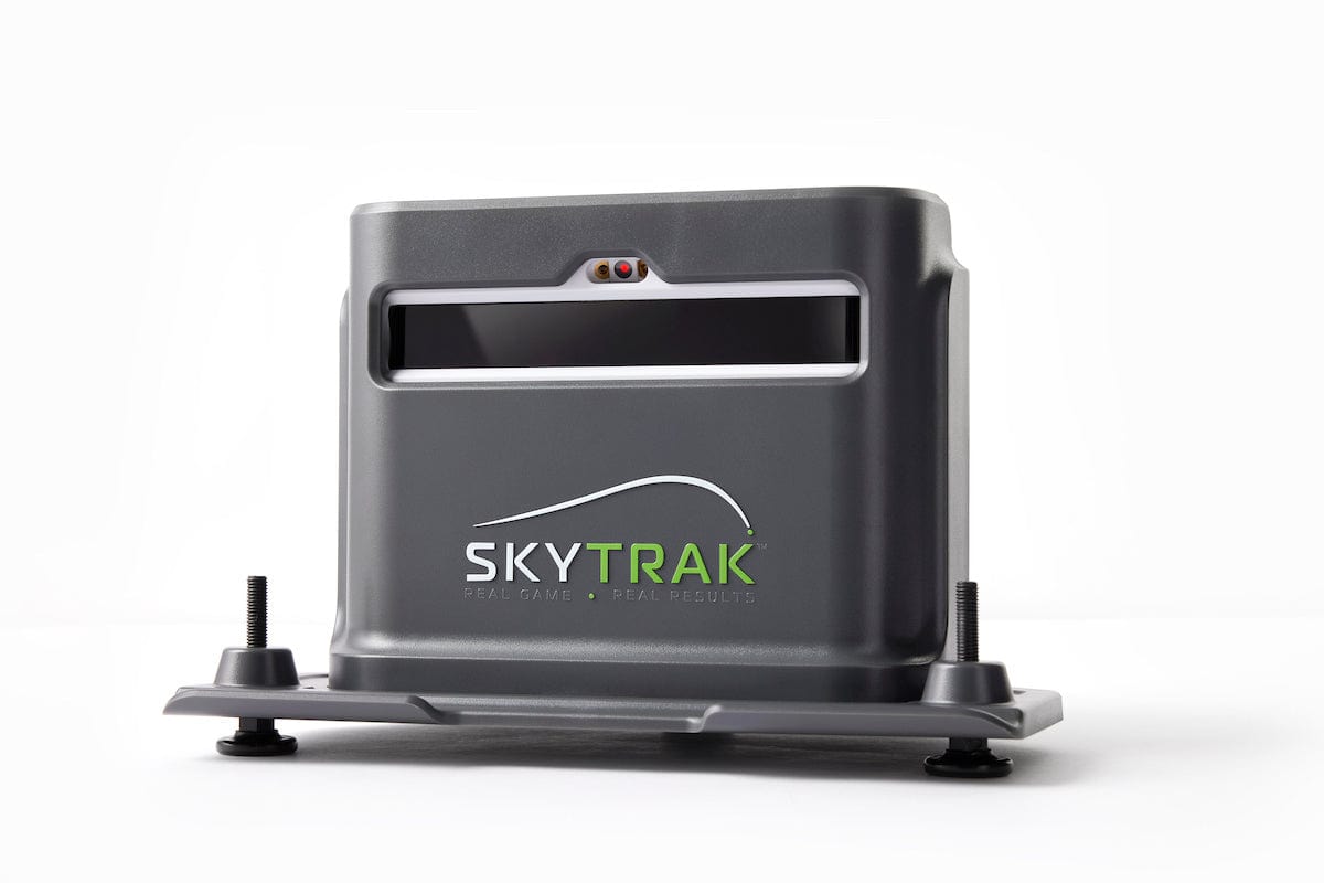 SkyTrak+ launch monitor in protective case SkyTrak golf simulation accessories