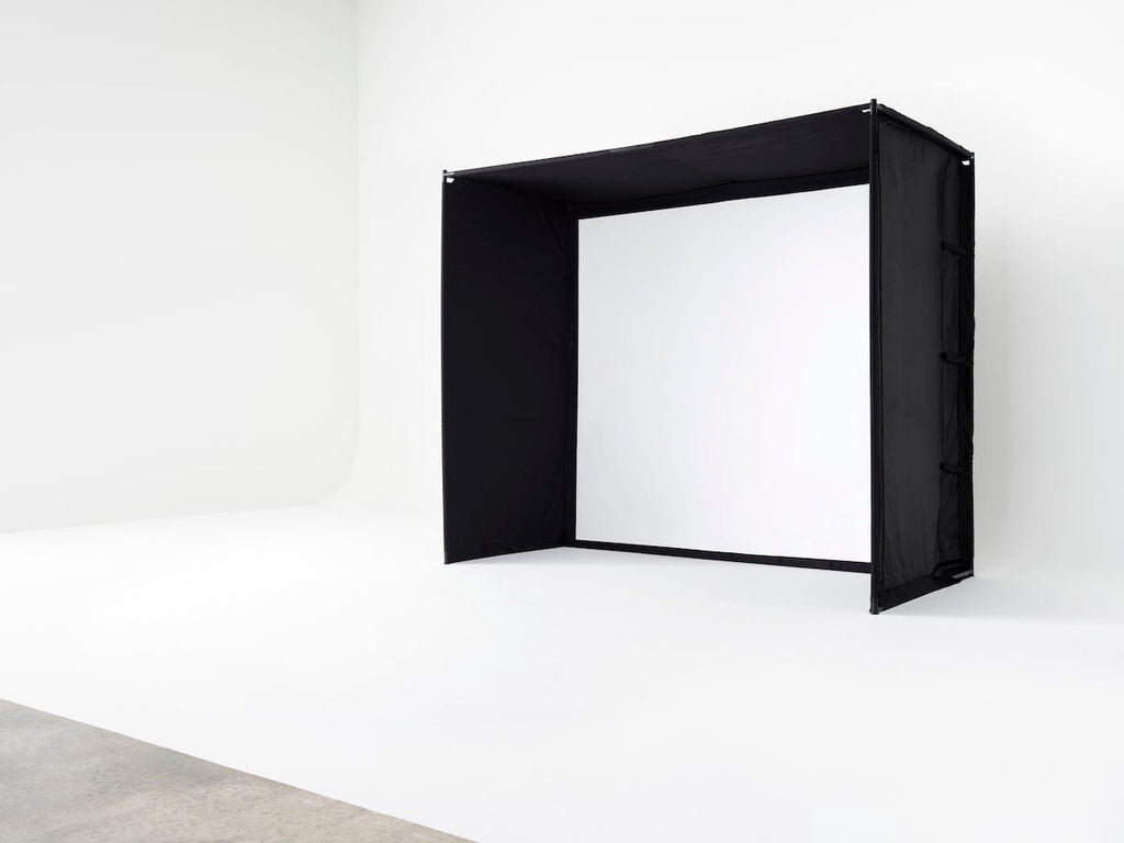 SkyTrak Studio 10 enclosure with a steel frame and high impact screen setup in under an hour