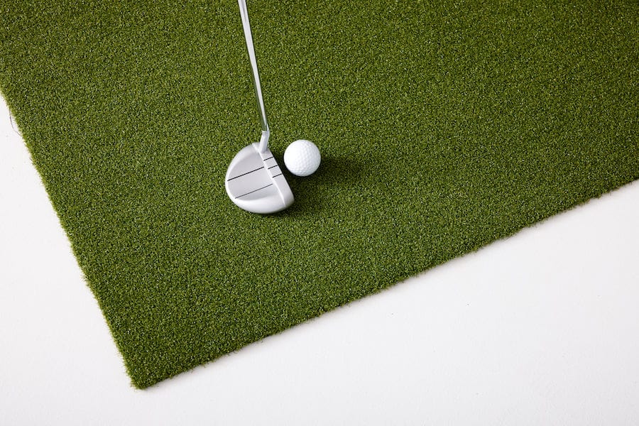 Closeup of Putting Turf SKYTRAK golf simulation accessories