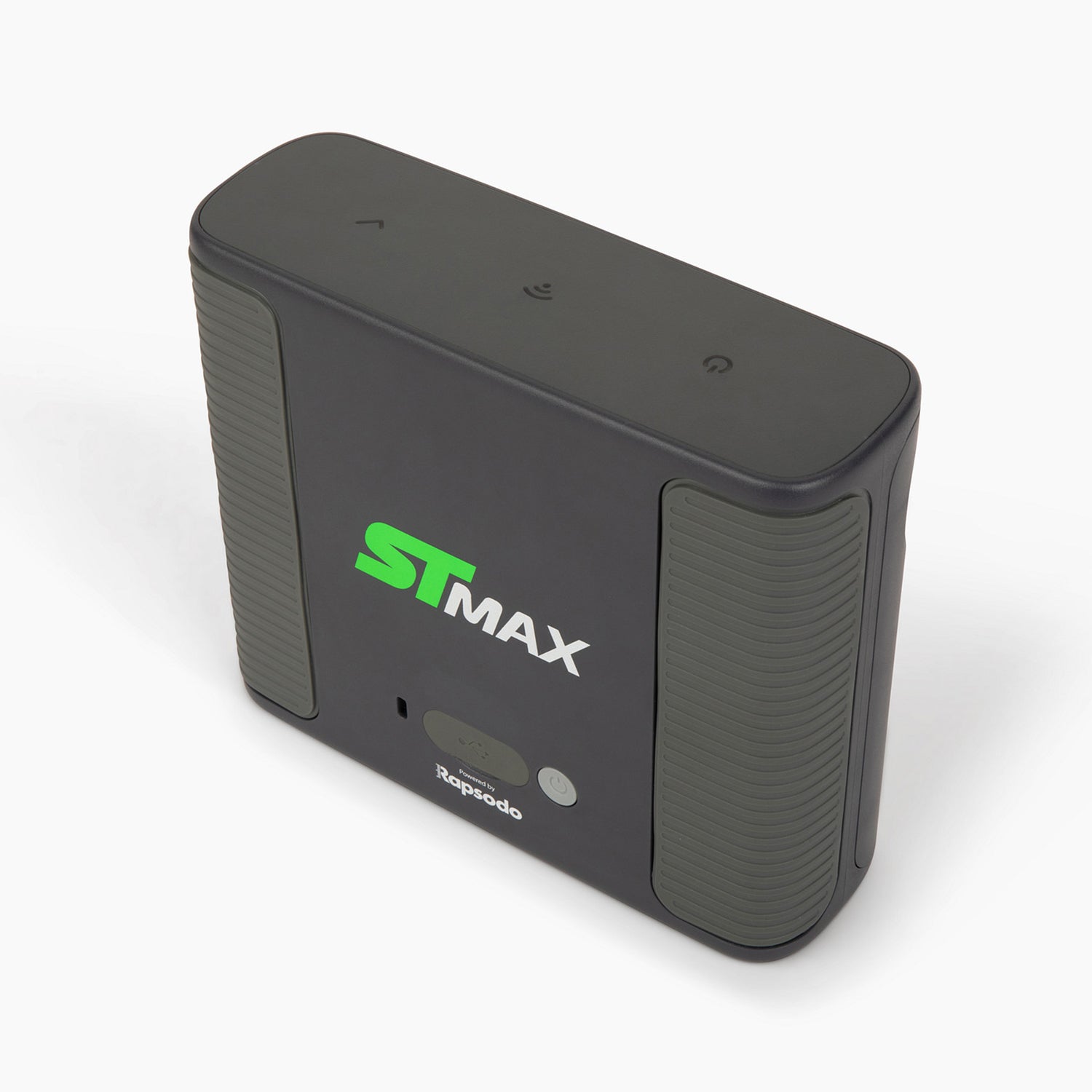 Top view of the backside of the ST MAX golf launch monitor 