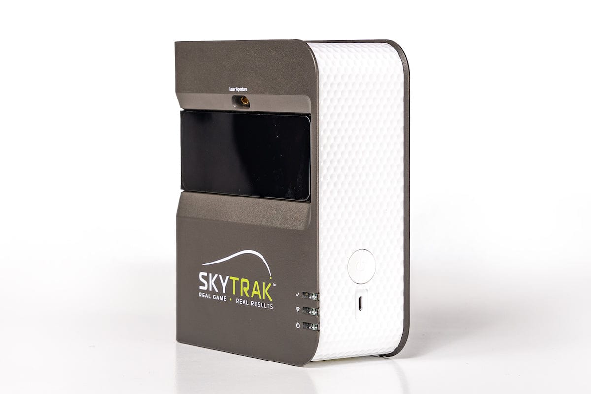 SKYTRAK launch monitor power button and charging outlet view