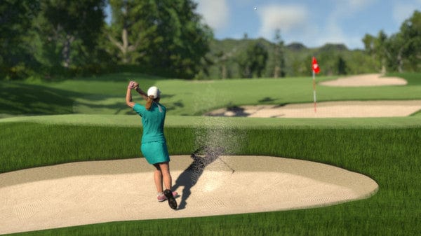Golf shot from the bunker in TGC 2019 SkyTrak simulator software